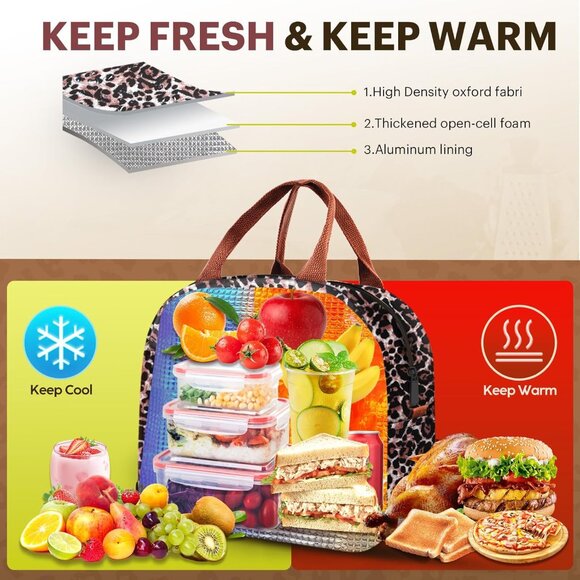 Lunch Bag for Women & Men, Adult Insulated Leakproof Lunch Box Bags with Large C - Picture 5 of 7